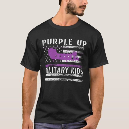 Purple Up Military Kids Helicopter Pilot Military  Tシャツ (正面)
