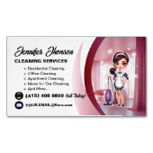 Purple Vacuum Cleaner House Cleaning Services マグネット名刺 (正面)