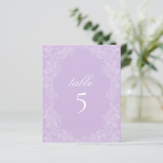 Purple Victorian Wedding Table Number Sign (スタンド正面)