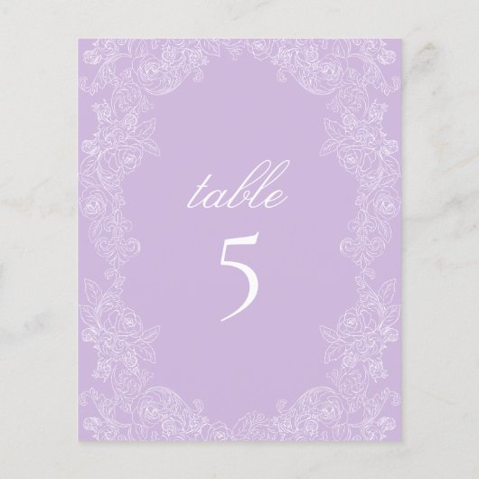 Purple Victorian Wedding Table Number Sign (裏面)