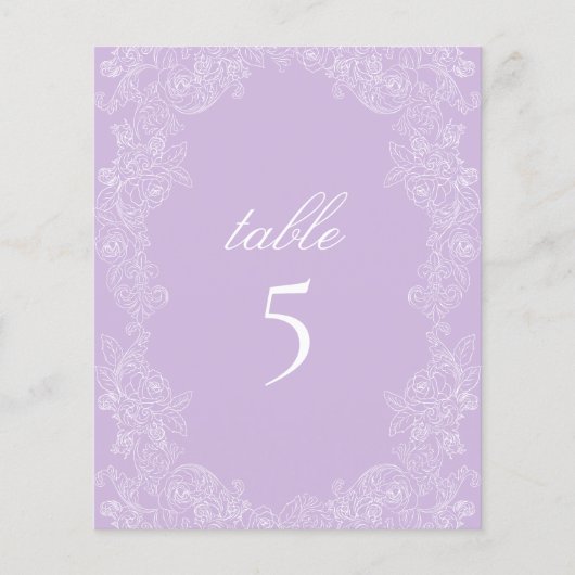 Purple Victorian Wedding Table Number Sign (正面)