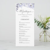 Purple Vintage Botanical Wedding Program  プログラム (スタンド正面)