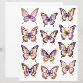 Purple Vintage Butterfly Ephemera Scrapbook Paper (正面/裏面)