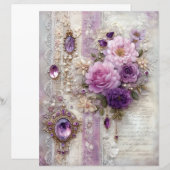 Purple Vintage Junk Journal Scrapbook Paper (正面/裏面)