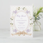 Purple Vintage Neutral Floral Baby Shower 招待状 (スタンド正面)