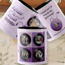 Purple Vinyl Record Best Friend Photo Custom Gift ツートーンマグカップ