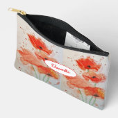 Purple Viola Watercolor Flower Girls Name Pansy アクセサリーポーチ (見開き)