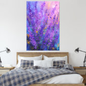 Purple Violet Lavender Flowers Abstract Wall Art キャンバスプリント (インサイチュ (寝室))