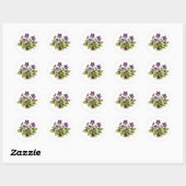 Purple Violet Vintage Style Botanical ラウンドシール (シート)