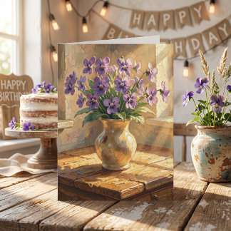 Purple Violets | お友達のお誕生日おめでとう カード