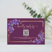 Purple Violets Elegant Gold Frame Burgundy RSVP (スタンド正面)