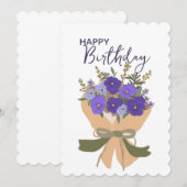 Purple Violets February Birth Flower Bouquet  (正面/裏面)