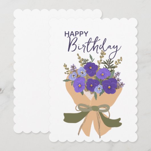 Purple Violets February Birth Flower Bouquet  (正面/裏面)