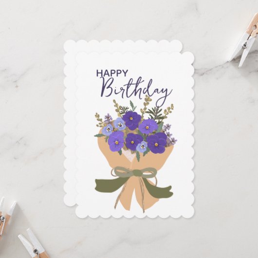 Purple Violets February Birth Flower Bouquet  (正面/裏面インサイチュ)