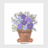 Purple Violets February Birth Flower Bouquet シール (シート)