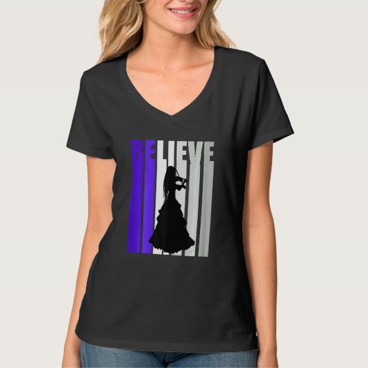 Purple Violin Retro Girls Text Violinist Quotes Wo Tシャツ (正面)