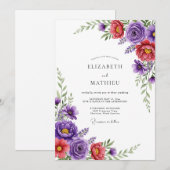 Purple Vivid Spring Wedding 招待状 (正面/裏面)