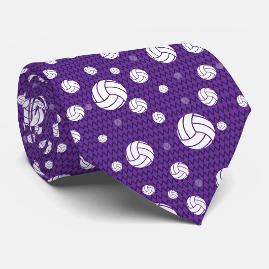 Purple Volleyball Chevron Patterned ネクタイ (ロール)
