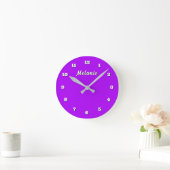 Purple Wall Clock Personalized Custom Name ラウンド壁時計 (ホーム)