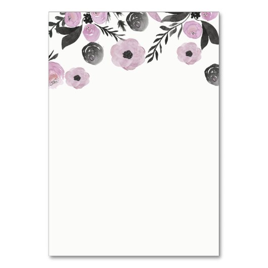 Purple Waterカラーフローラ結婚のエンクロージャカード テーブルナンバー (裏面)