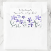 Purple Water Color Flowersラベル 長方形シール (バッグ)