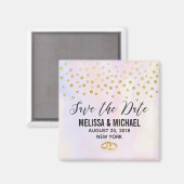 Purple Watercolorフェイクの金ゴールド·紙吹雪結婚 マグネット (正面/裏面)