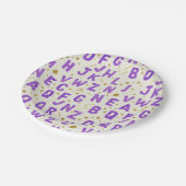 Purple Watercolor Alphabet ペーパープレート (アングル)