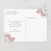 Purple Watercolor Botanical Snow Photo Collage シーズンポストカード (裏面)