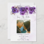 Purple Watercolor Chrysanthemum セーブザデート (正面)