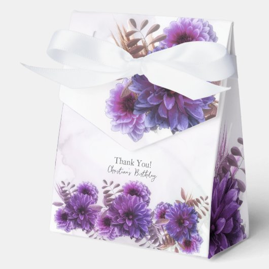 Purple Watercolor Chrysanthemum Birthday フェイバーボックス (正面)