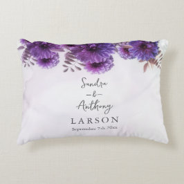 Purple Watercolor Chrysanthemum Wedding アクセントクッション