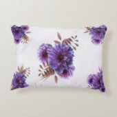 Purple Watercolor Chrysanthemum Wedding アクセントクッション (裏面)