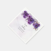 Purple Watercolor Chrysanthemum Wedding スタンダードカクテルナプキン (角)