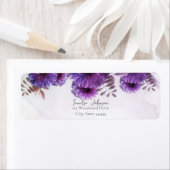 Purple Watercolor Chrysanthemum Wedding ラベル (インサイチュ)