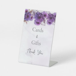 Purple Watercolor Chrysanthemum Wedding 台座サイン