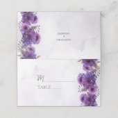 Purple Watercolor Chrysanthemum Wedding Place Card プレイスカード (外部開封)
