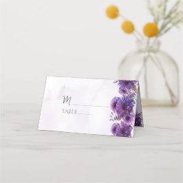 Purple Watercolor Chrysanthemum Wedding Place Card プレイスカード