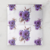 Purple Watercolor Chrysanthemum Wedding Place Card プレイスカード (内部開封)