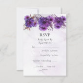 Purple Watercolor Chrysanthemum Wedding  RSVP Card (正面)