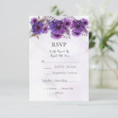 Purple Watercolor Chrysanthemum Wedding RSVP Card (スタンド正面)