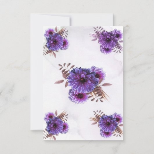 Purple Watercolor Chrysanthemum Wedding RSVP Card (裏面)