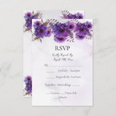 Purple Watercolor Chrysanthemum Wedding RSVP Card (正面/裏面)