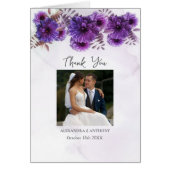 Purple Watercolor Chrysanthemum Wedding Thank You (正面)