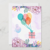 Purple Watercolor Floral Birthday Party Invitation 招待状 (裏面)