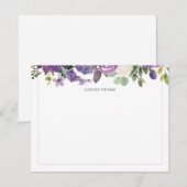 Purple Watercolor Floral Personalized Stationery ノートカード (正面/裏面)