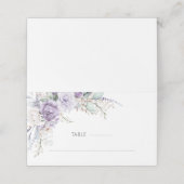 Purple Watercolor Floral Wedding プレイスカード (外部開封)