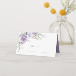 Purple Watercolor Floral Wedding プレイスカード