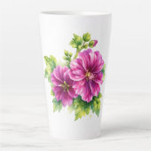Purple Watercolor Flower Illustration  カフェラテマグ (正面)