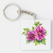 Purple Watercolor Flower Illustration  キーホルダー (正面)