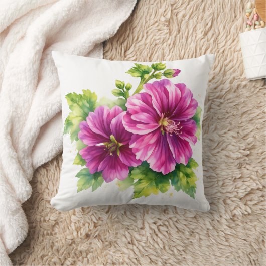 Purple Watercolor Flower Illustration  クッション (ブランケット)